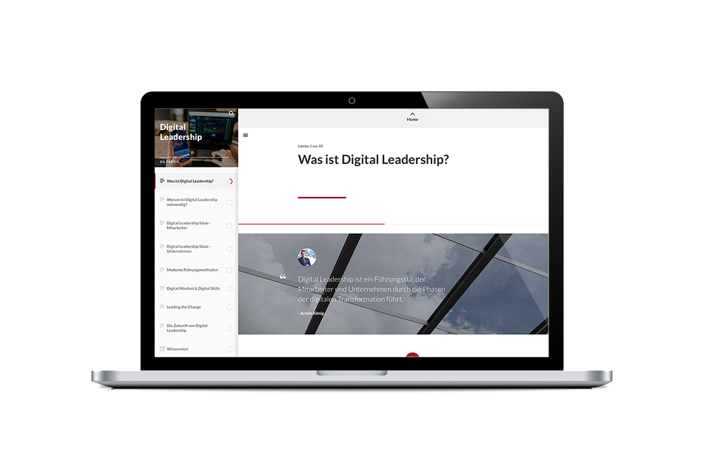 Sie sehen den Startscreen des :MIT-Kurses zum Thema "Digital Leadership".