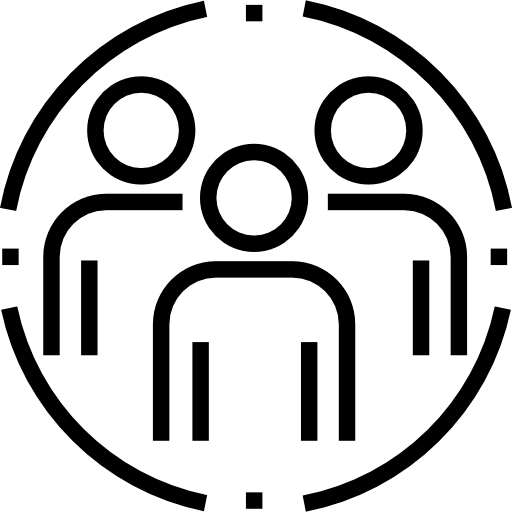 Sie sehen ein Icon in dem Menschen in einem Kreis abgebildet sind. Es steht für die Zentrierung der Software auf die Menschen, vor allem im Bereich der barrierefreien Schulungen.