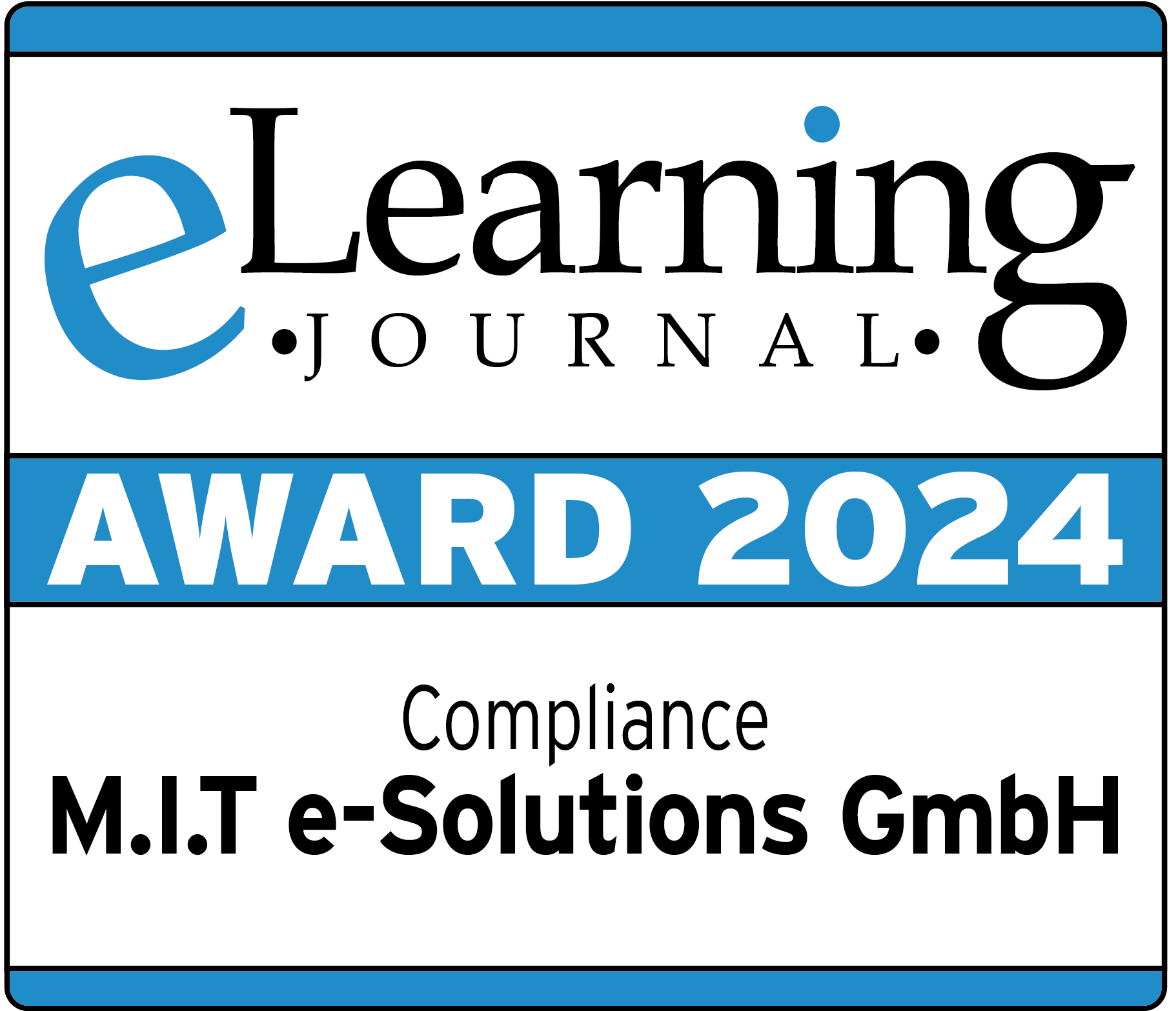 eLJ_AWARD2024_Compliance_MIT Wir haben den eLearning Journal Award 2024 in der Kategorie "Compliance" gewonnen.
